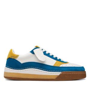 Men's Clarks Craft Court Lace Sneakers White / Blue | CLK240CFM
