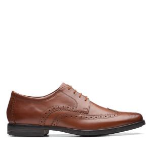 Men's Clarks Howard Wing Dress Shoes Dark Brown | CLK930EVT