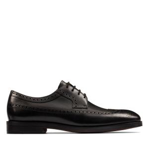 Men's Clarks Oliver Wing Black Shoes Black | CLK352HFQ