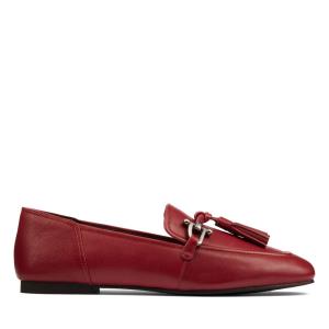 Women's Clarks Pure 2 Tassel Loafers Red | CLK184OFI